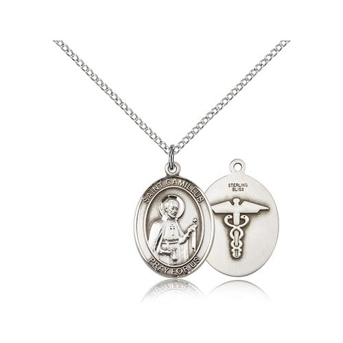 Sterling Silver St. Camillus of Lellis - Nurse Pendant w/ Chain