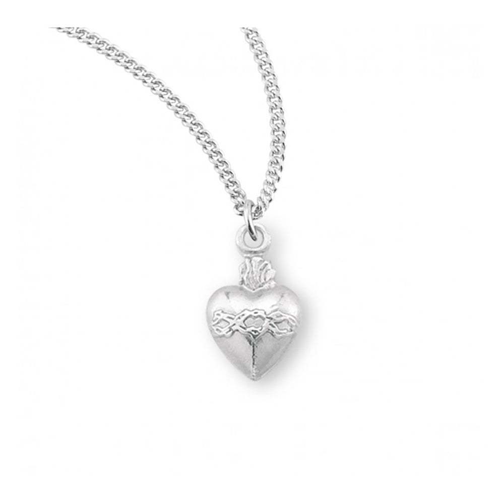 Petite Sacred Heart Puffed Charm Necklace