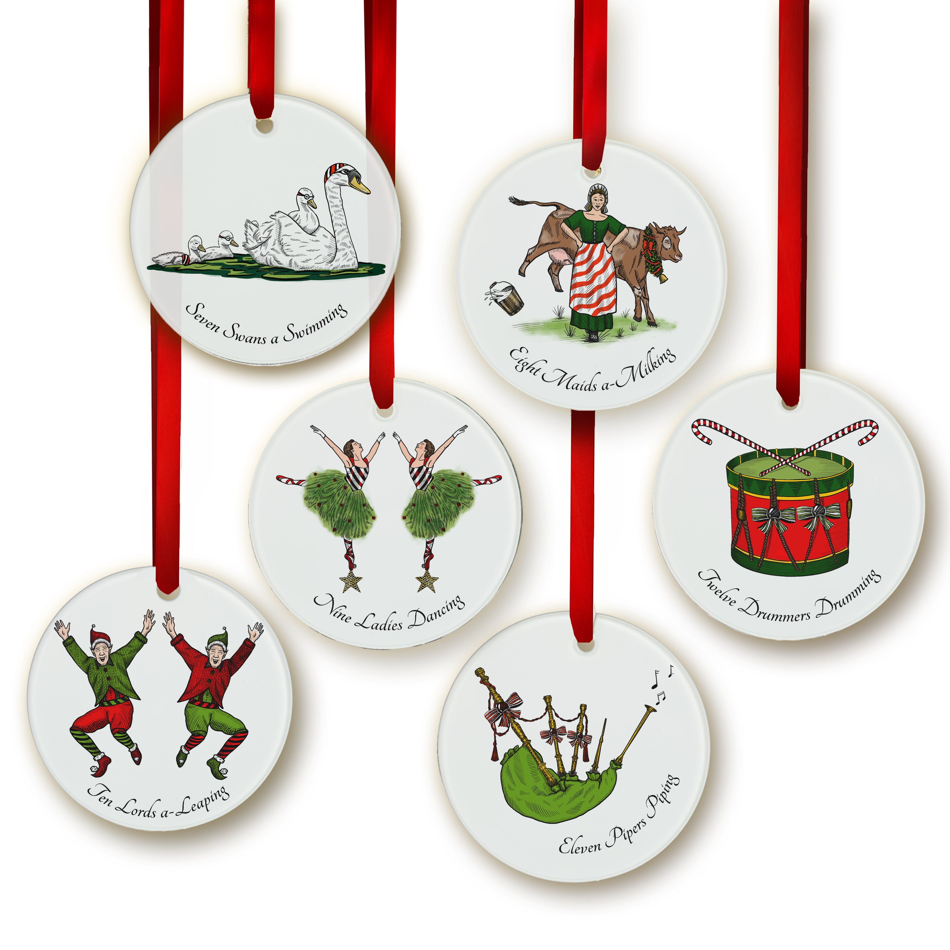12 Days of Christmas Ornaments - Set of 12