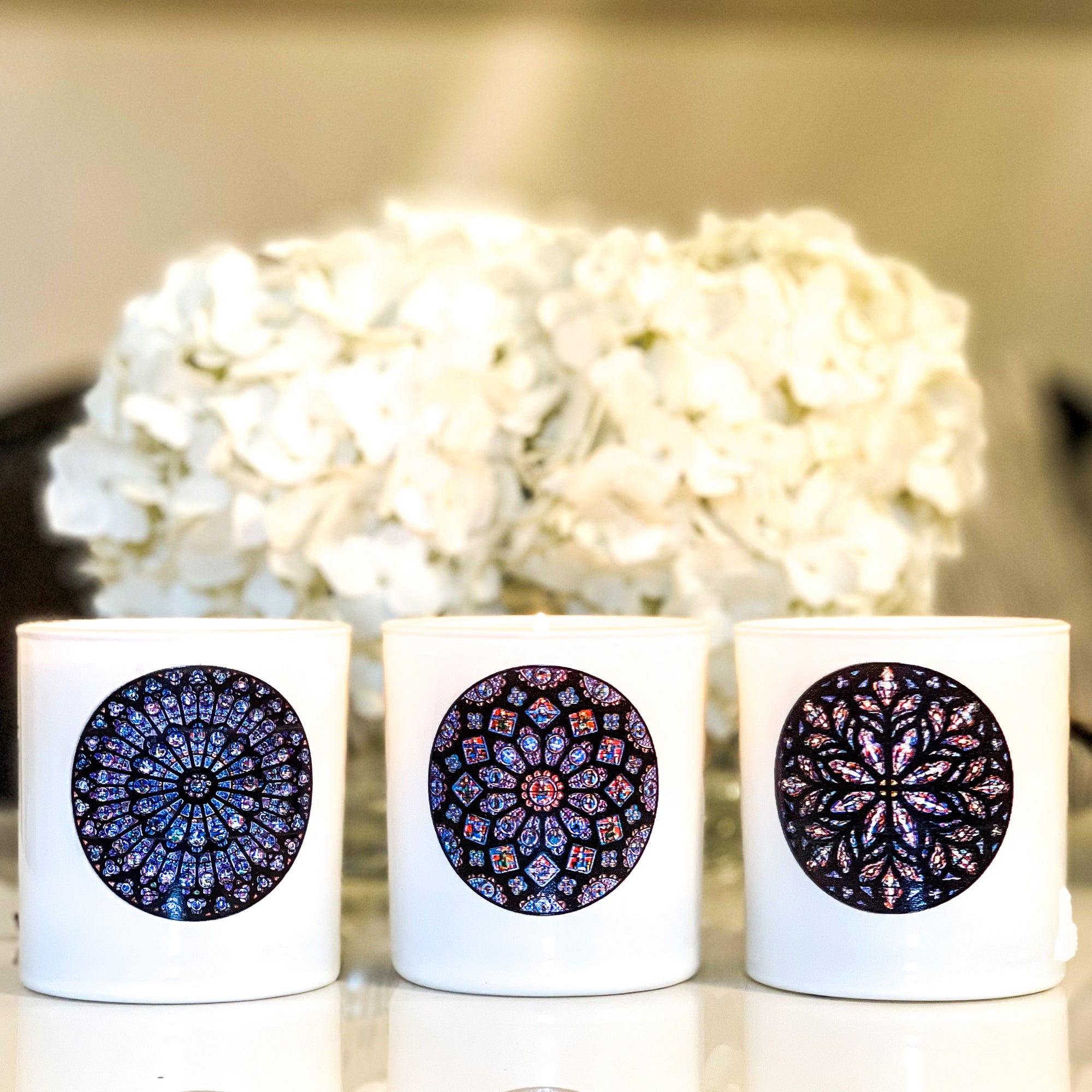 Famous Stained Glass Windows Candles - 3 Candle Set