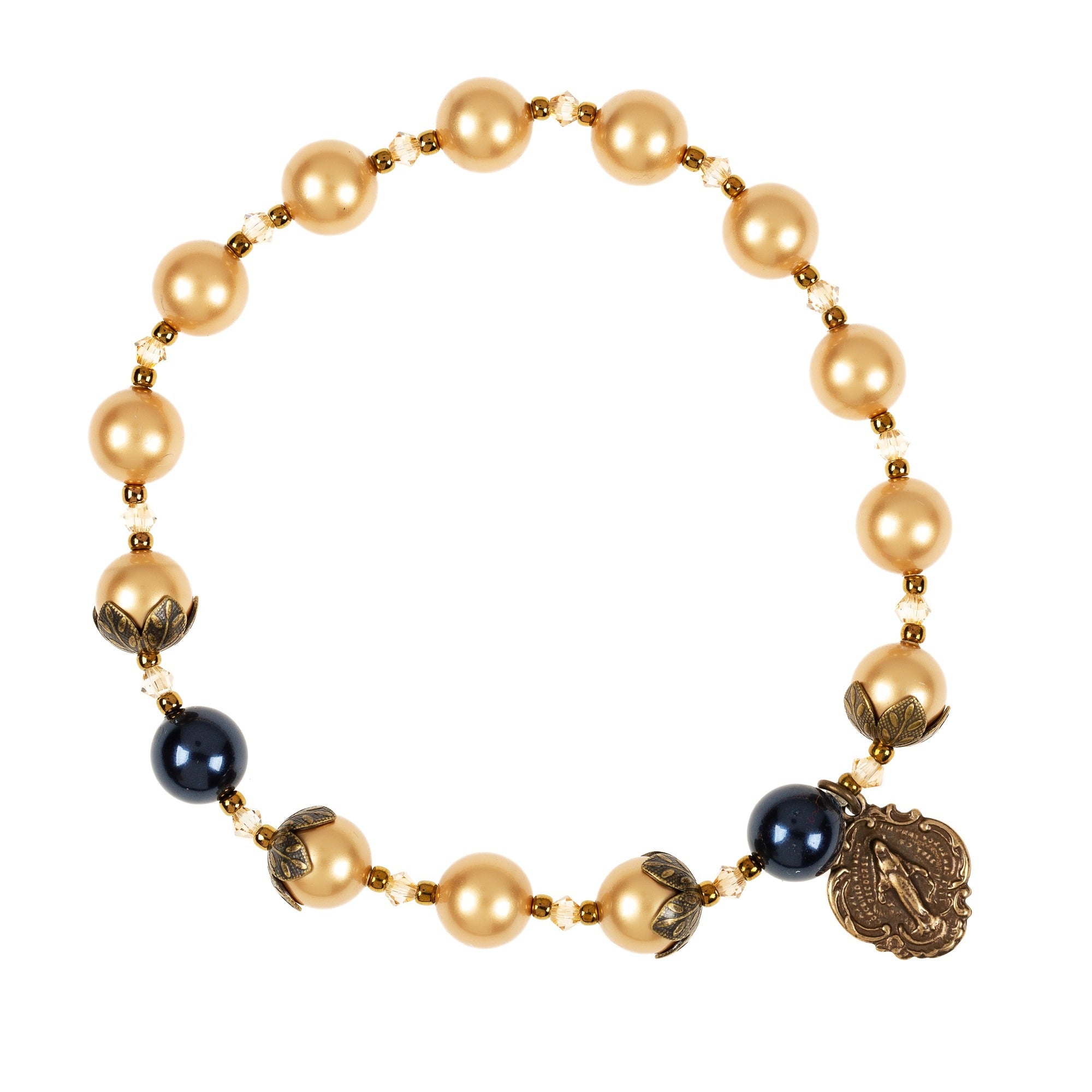 Golden Pearl Rosary Bracelet