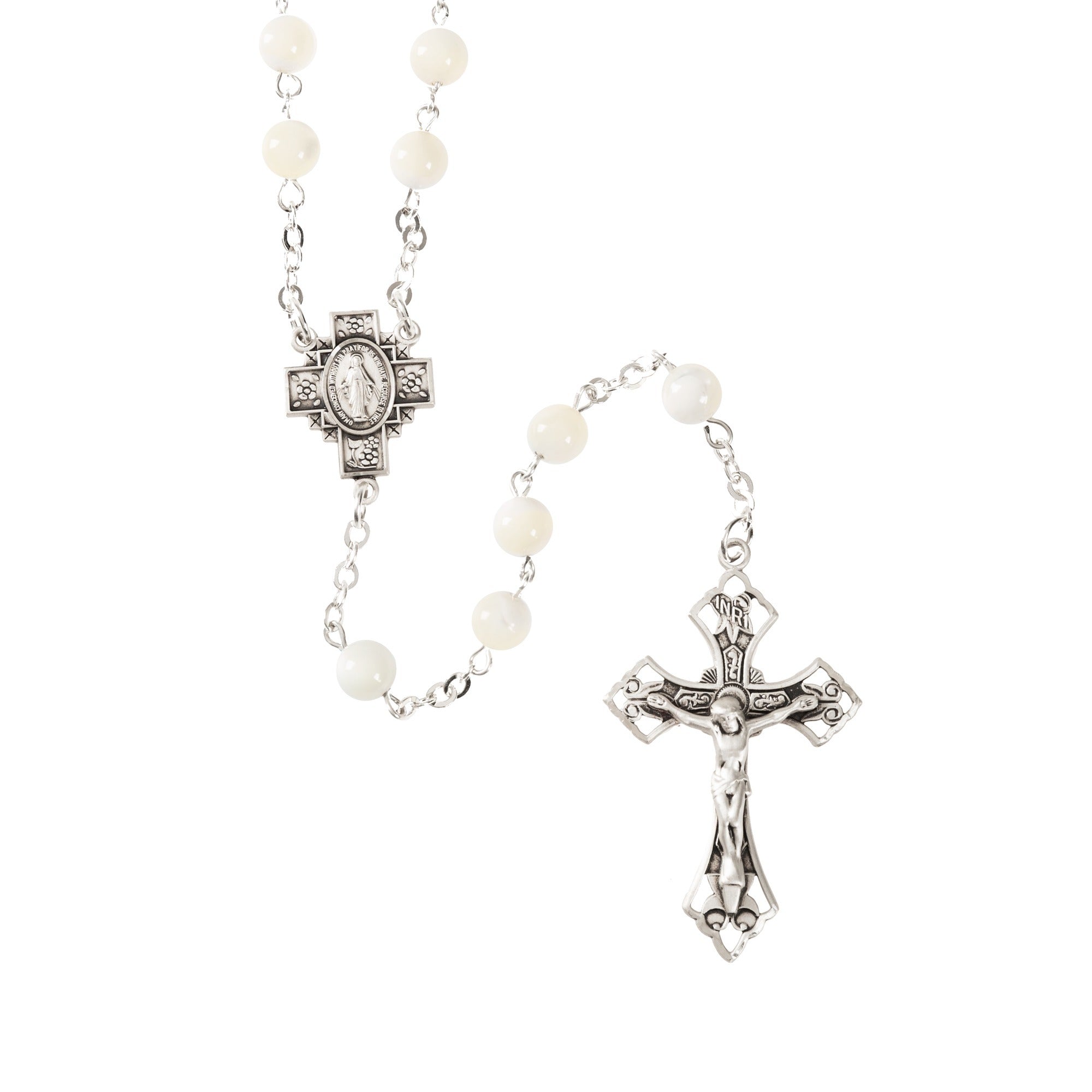 Ornate Mother of Pearl and Sterling Silver Rosary