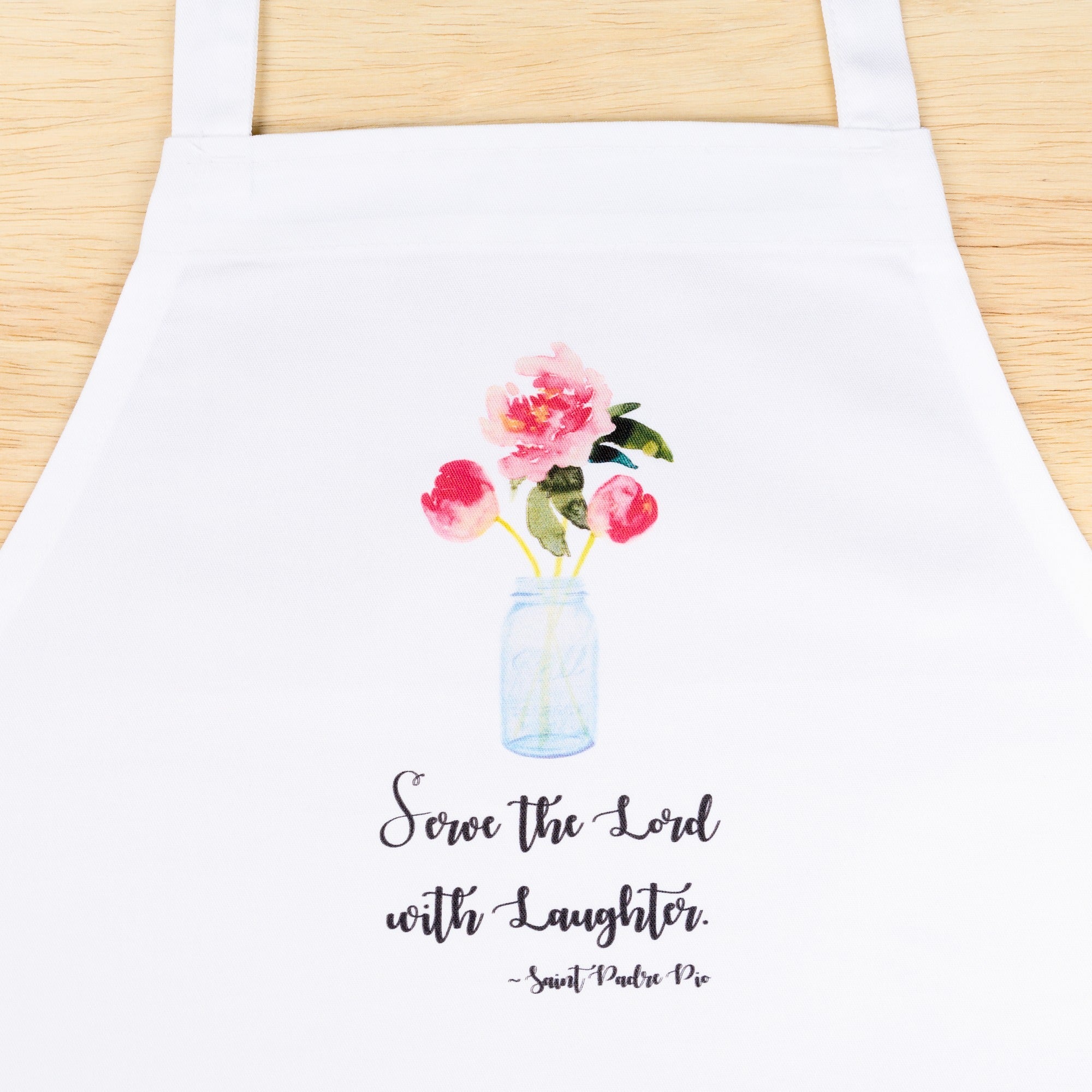 Watercolor "Laughter" Padre Pio Apron
