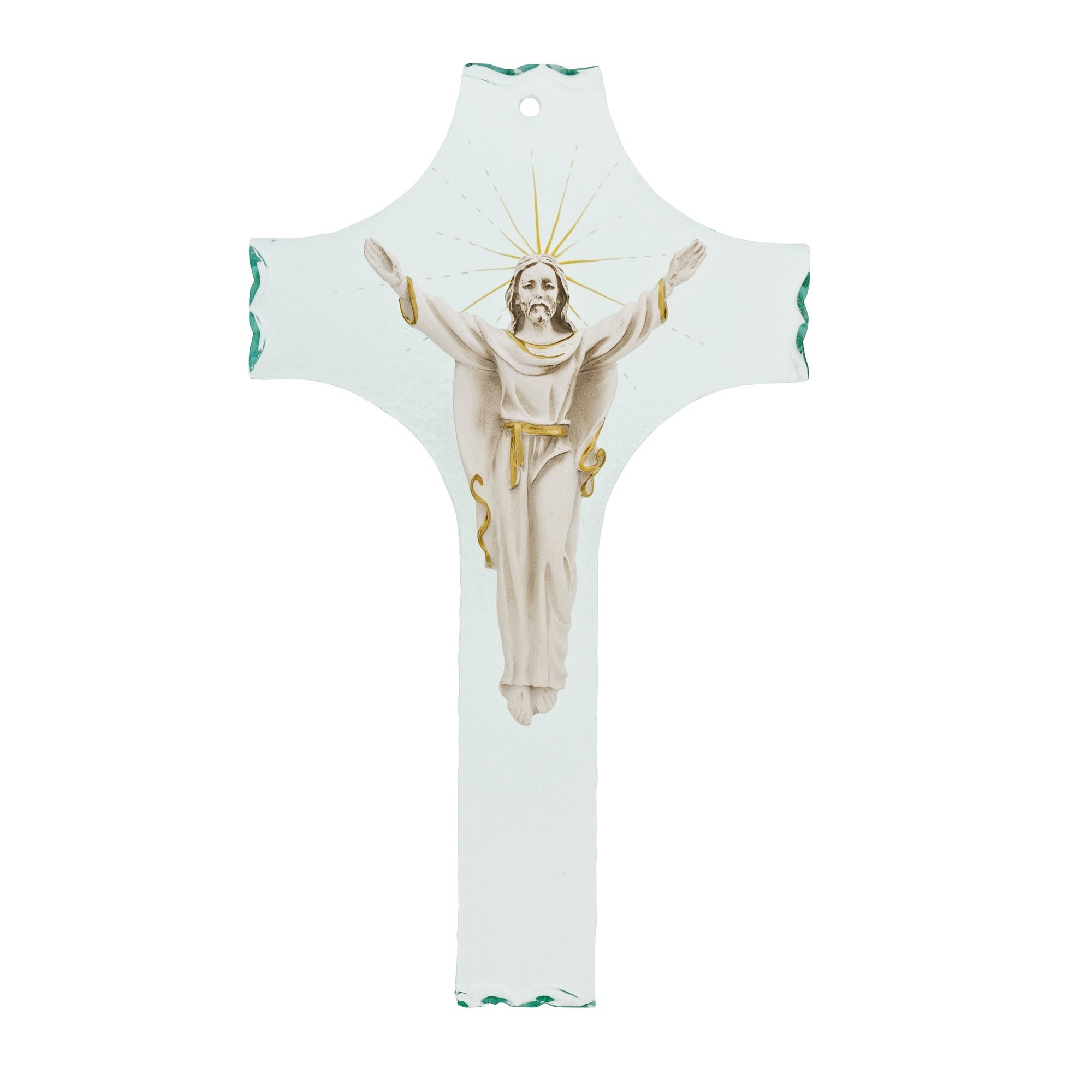 Risen Christ Glass Crucifix