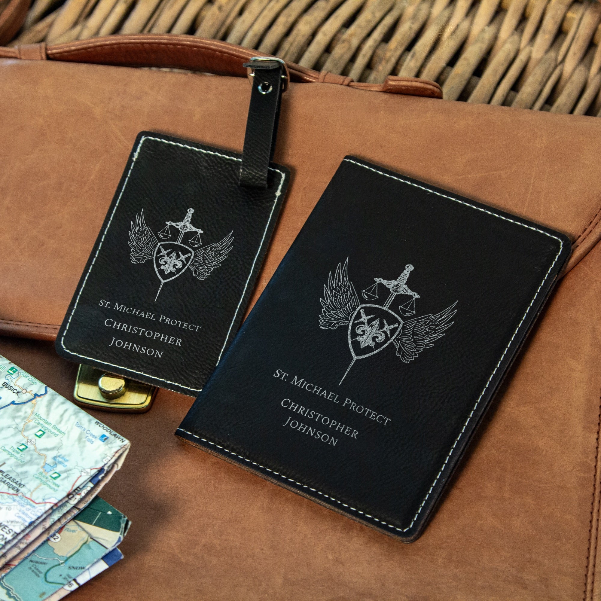 St. Michael Passport Cover & Luggage Tag Set - 2 Pieces