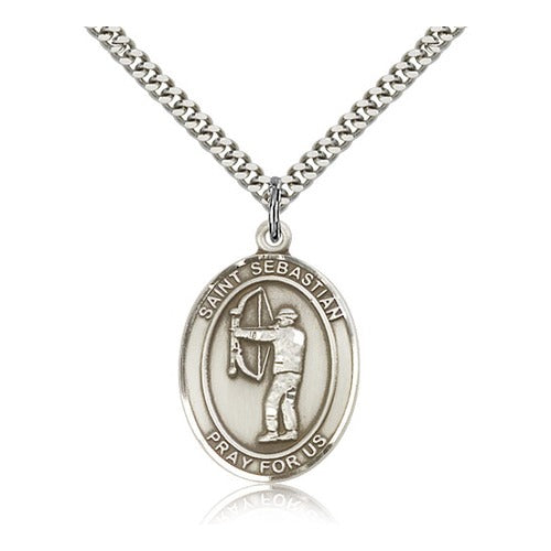 Sterling Silver St. Sebastian / Archery Pendant w/ chain