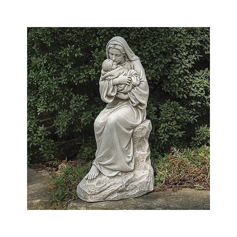 Mary Kissing Baby Jesus Garden Statue - 16"
