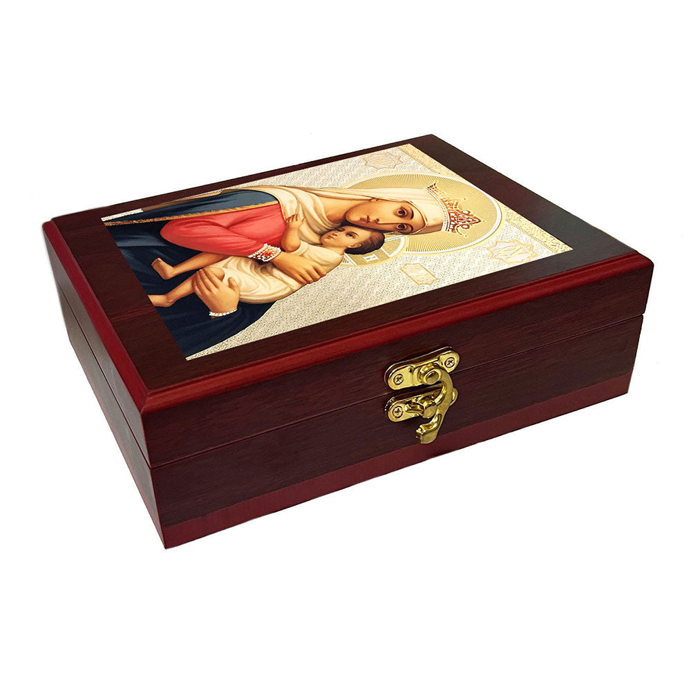 Madonna Queen of Hope Icon Ornate Rosary Box