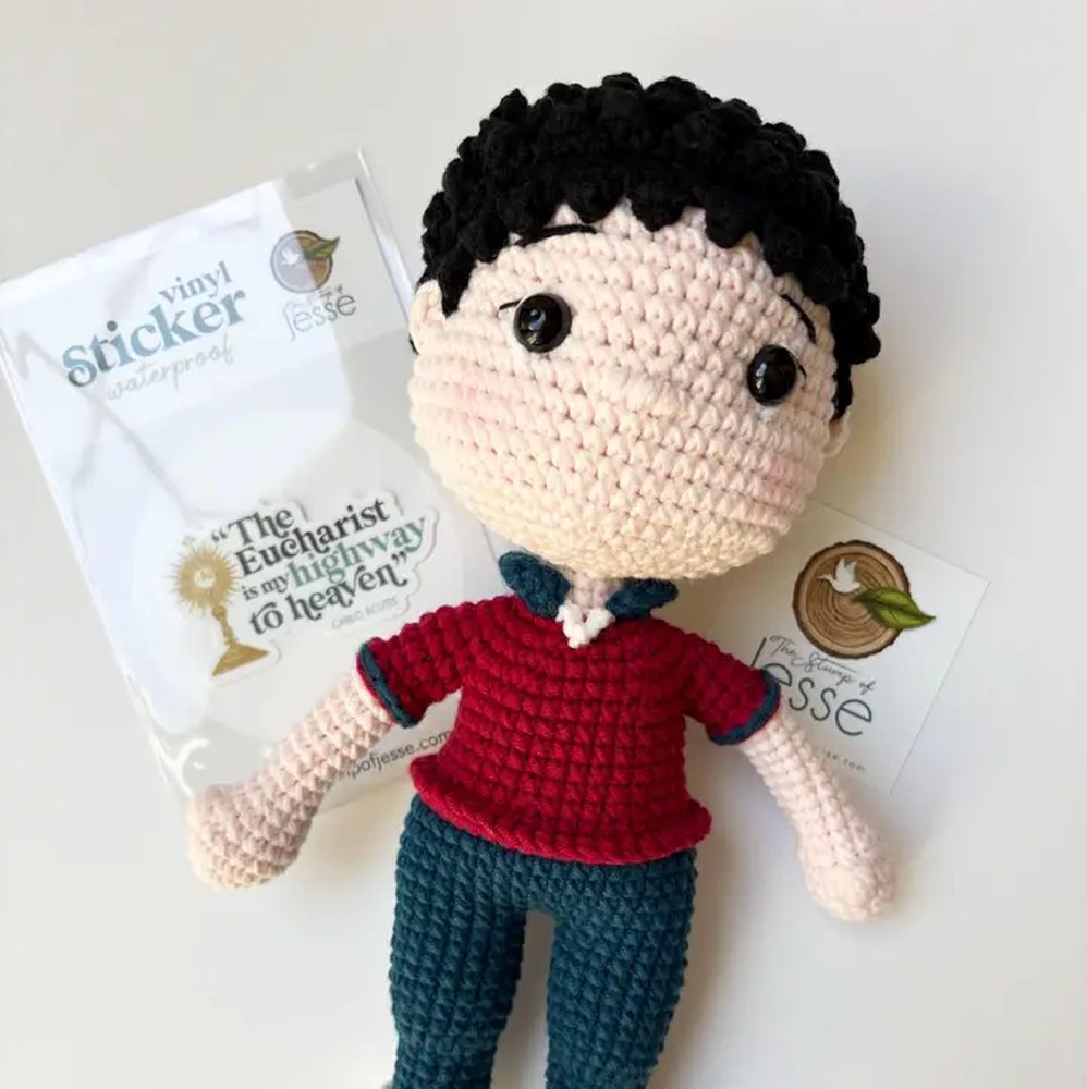 Handmade St. Carlo Acutis Crochet Doll