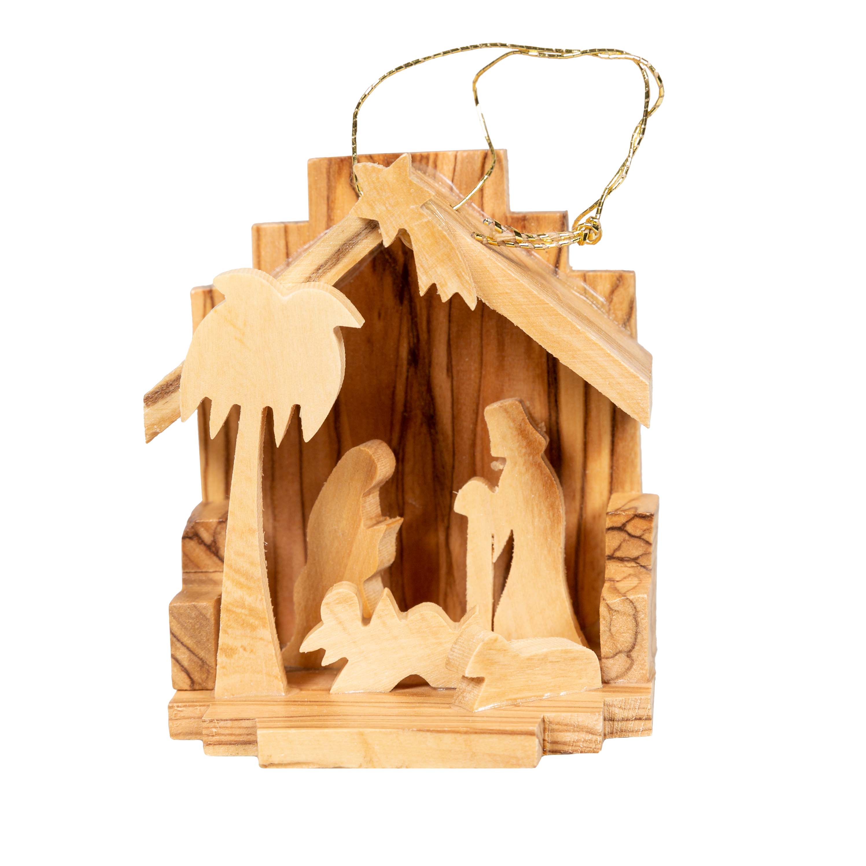 Olive Wood Nativity ?Grotto Ornament