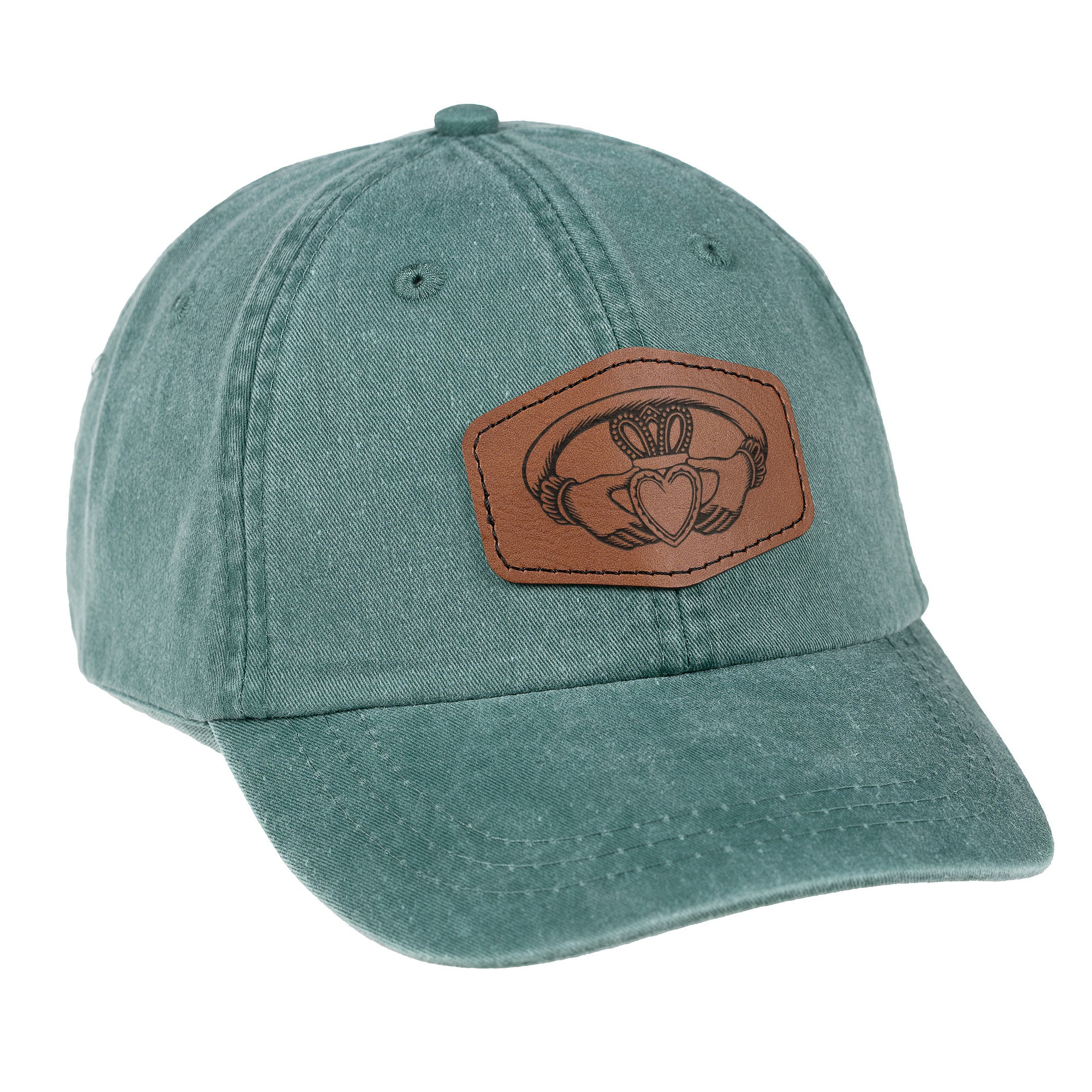 Green Claddagh Leather Patch Ball Cap
