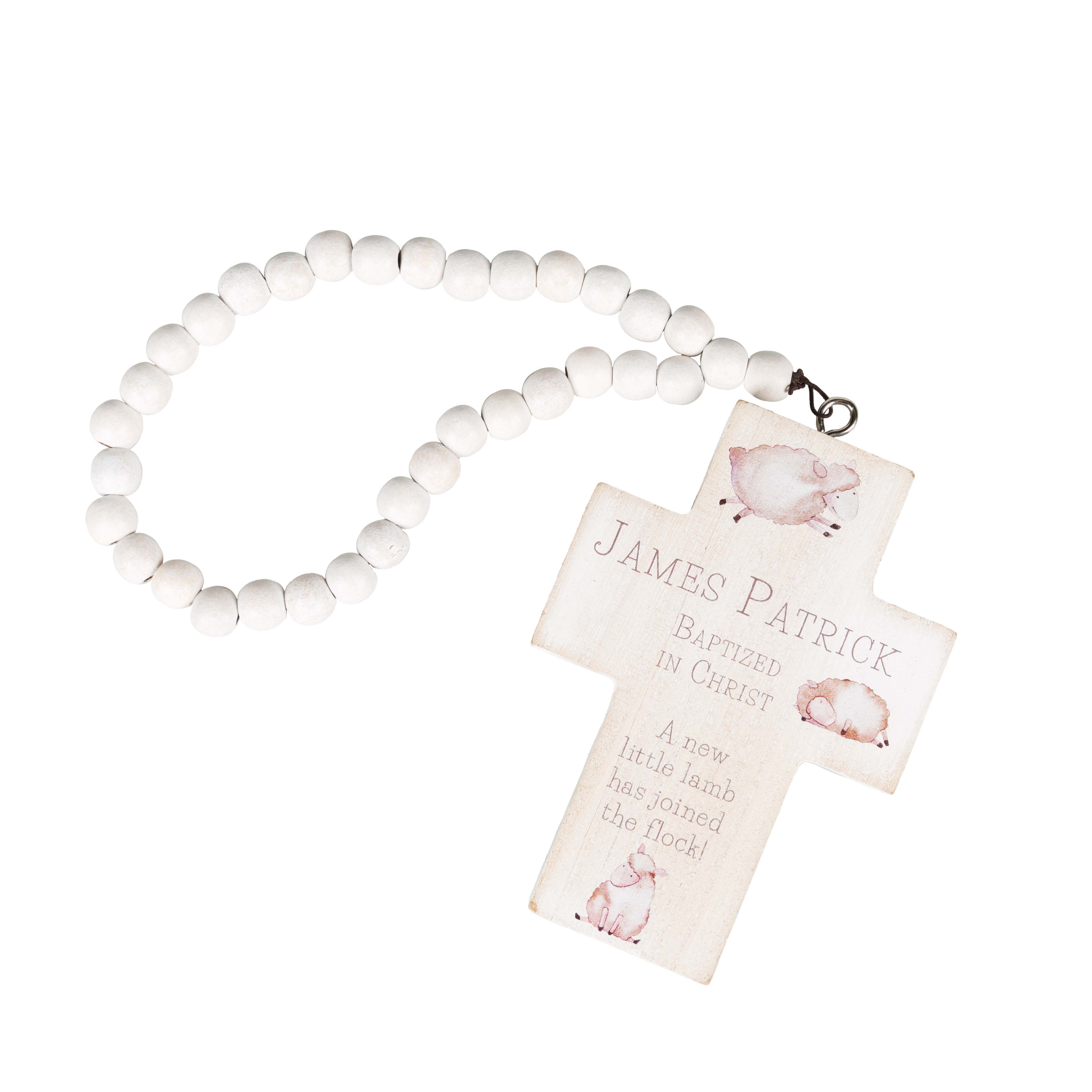 Personalized New Little Lamb Baptism Hanging Cross