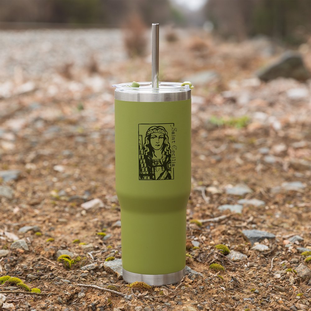 Green St. Cecilia Stainless Steel Tumbler with Straw