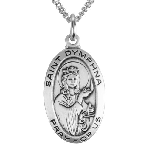 Sterling Silver St. Dymphna Medal with 18 inch chain | The Catholic ...