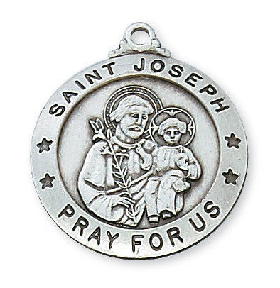 Sterling Silver St. Joseph Medal with 24 inch chain