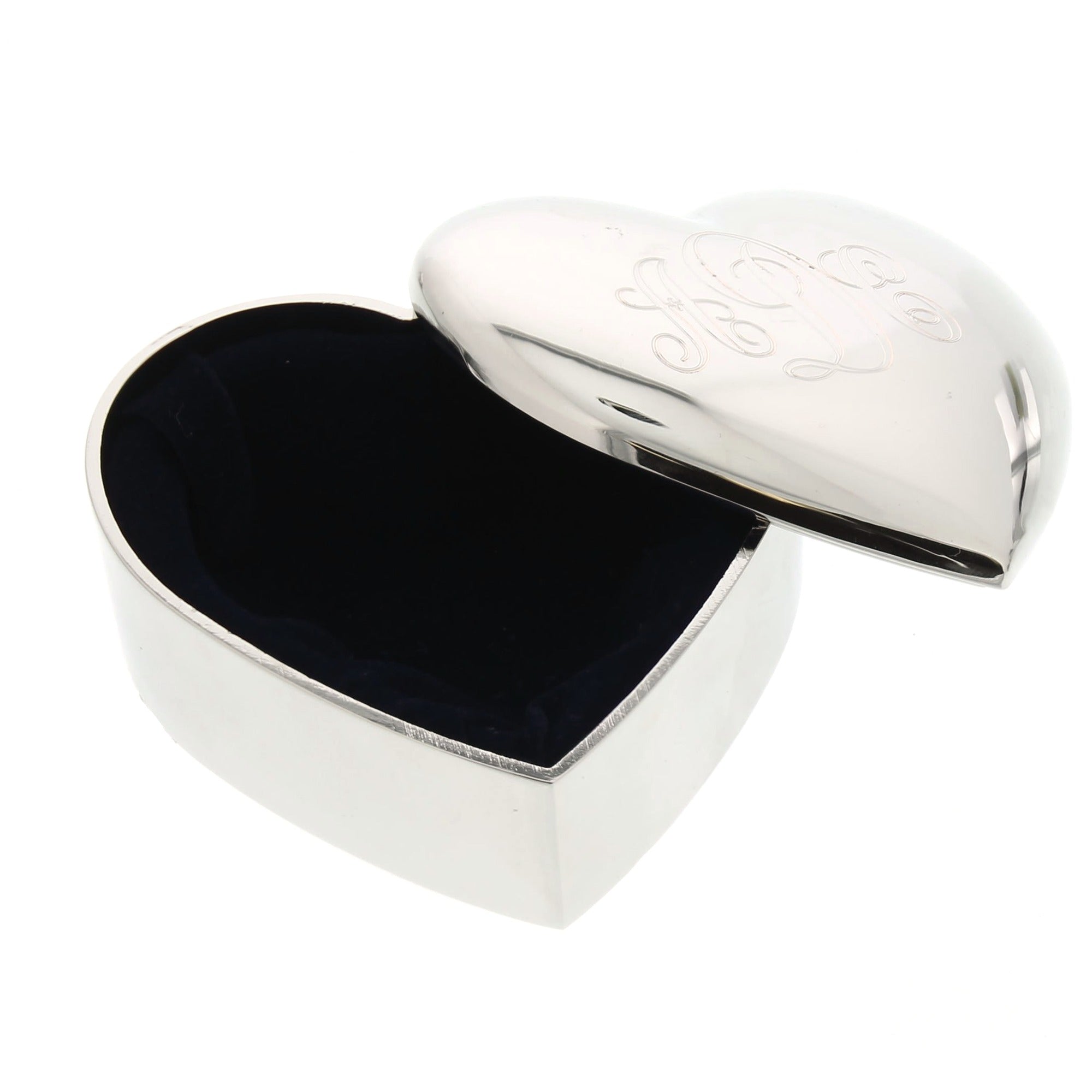 Monogrammed Silver Heart Keepsake Box