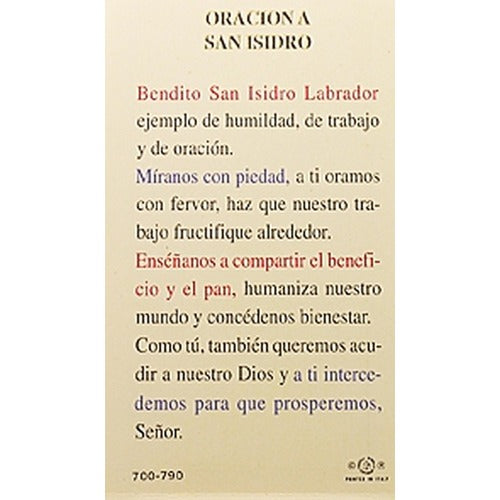Oracion a San Isidro (St. Isidor) - Spanish Prayer Card