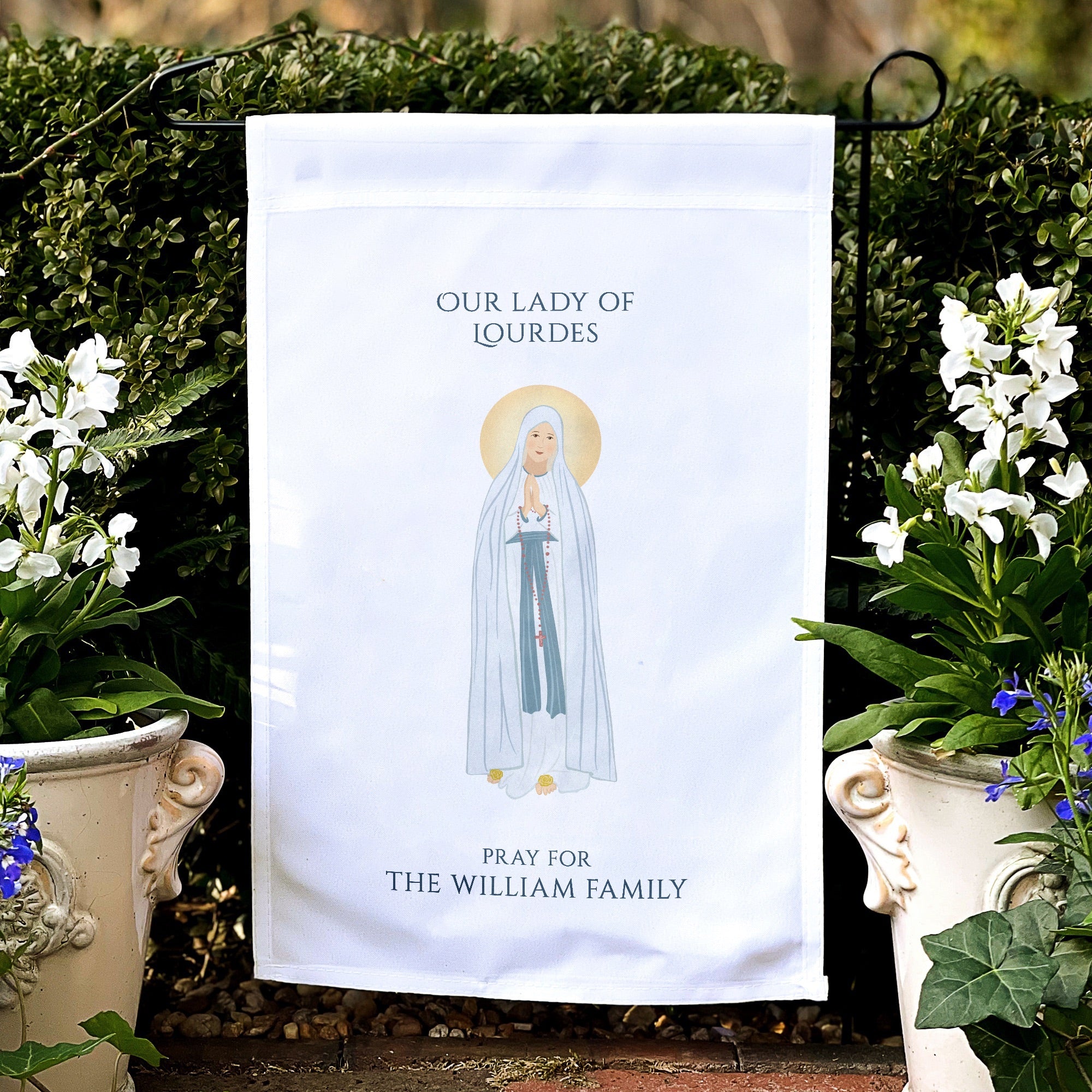 Our Lady of Lourdes Personalized Garden Flag
