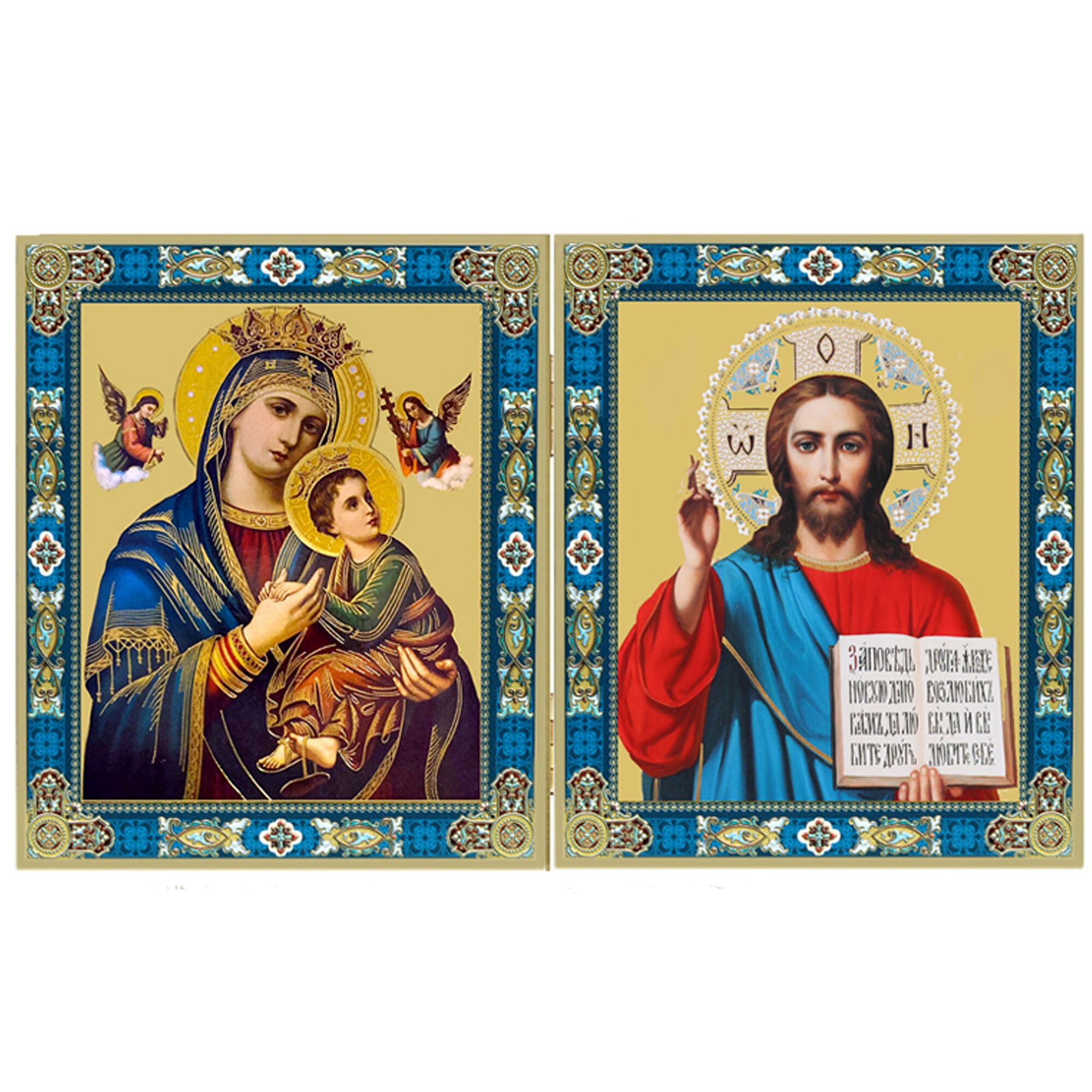 Our Lady of Perpetual Help & Christ the Teacher Icon Diptych - 5" x 4"
