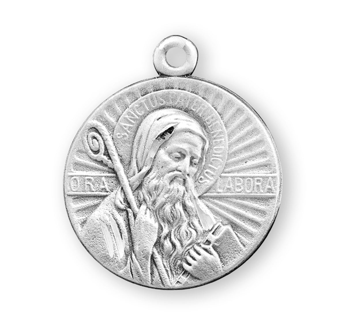 Sterling Ora Et Labora St. Benedict Medal Necklace
