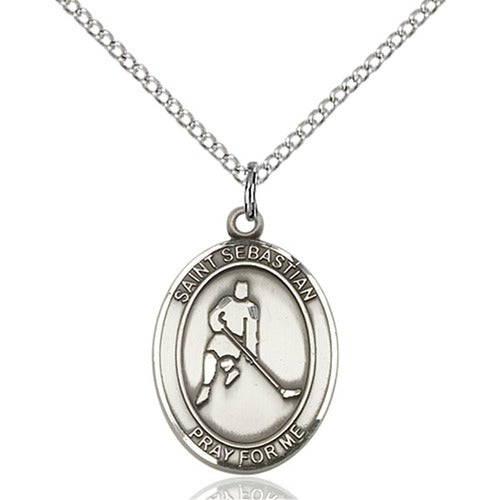 Sterling Silver St. Sebastian/Ice Hockey Pendant