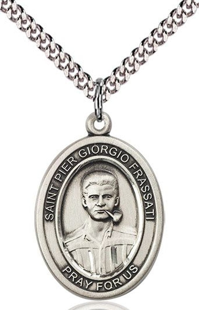 Sterling Silver St. Pier Giorgio Frassati Medal Necklace - Multiple Sizes