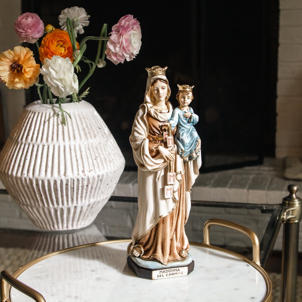 Our Lady of Mt. Carmel Vintage Look Statue - 12"