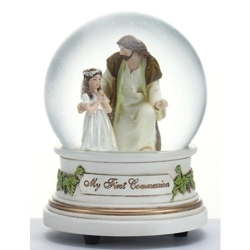 First Communion Girl with Jesus Glitterdome