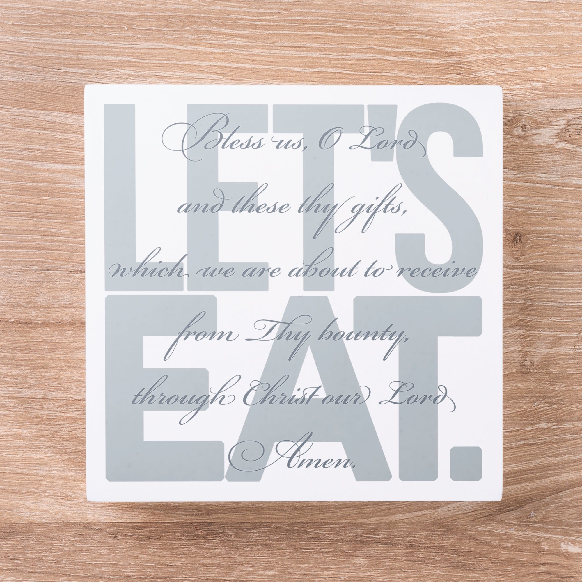 Bless Us O Lord - Let's Eat Block Sign