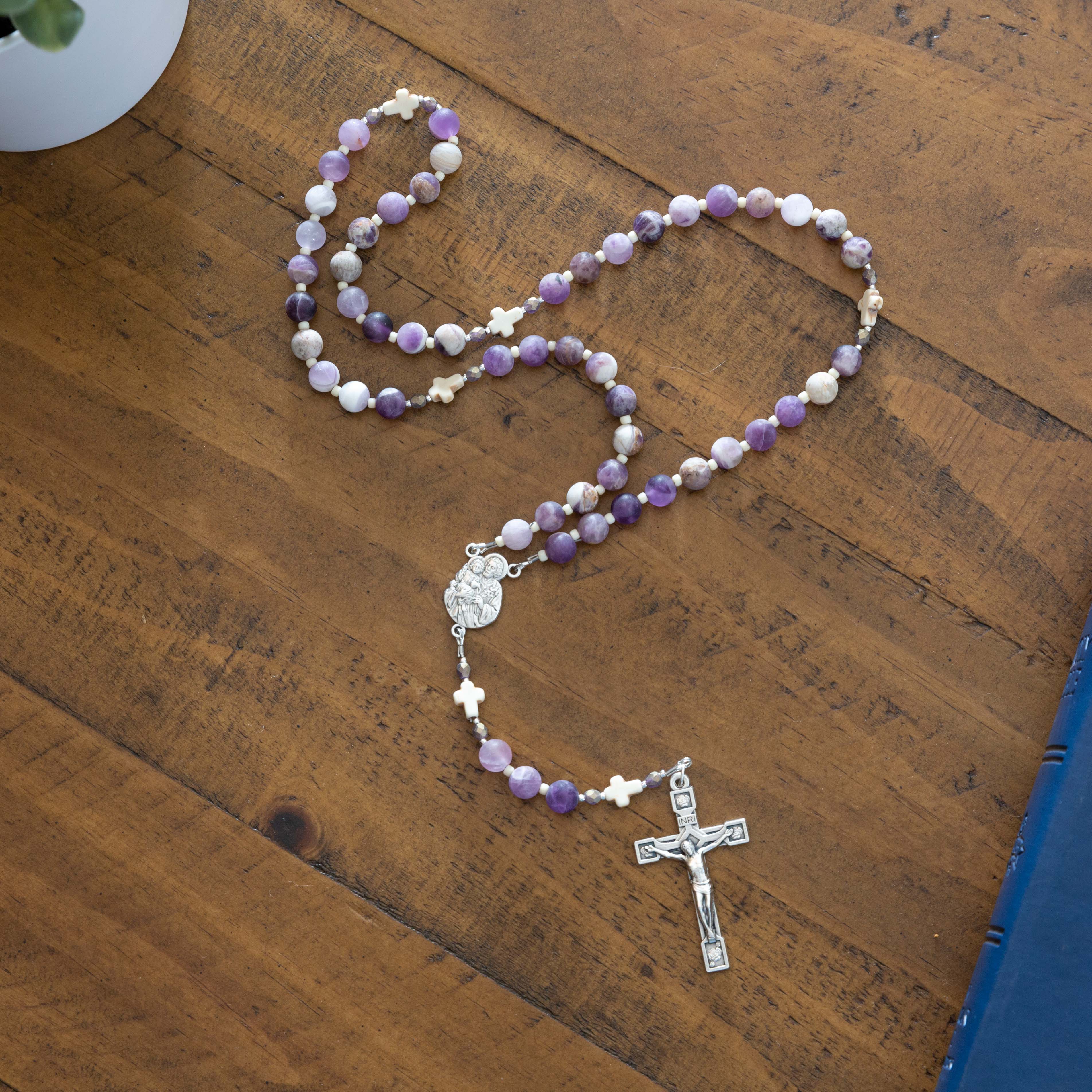 St Joseph Head of the Holy Family Natural Amethyst Rosary