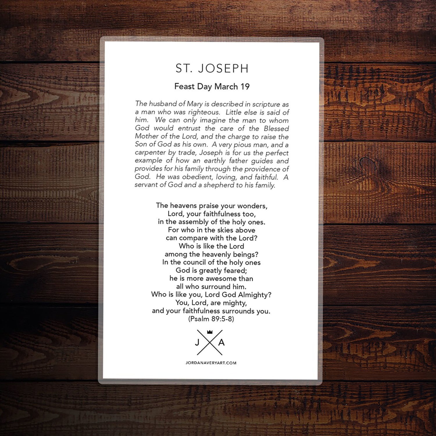 St. Joseph Large Prayer Card