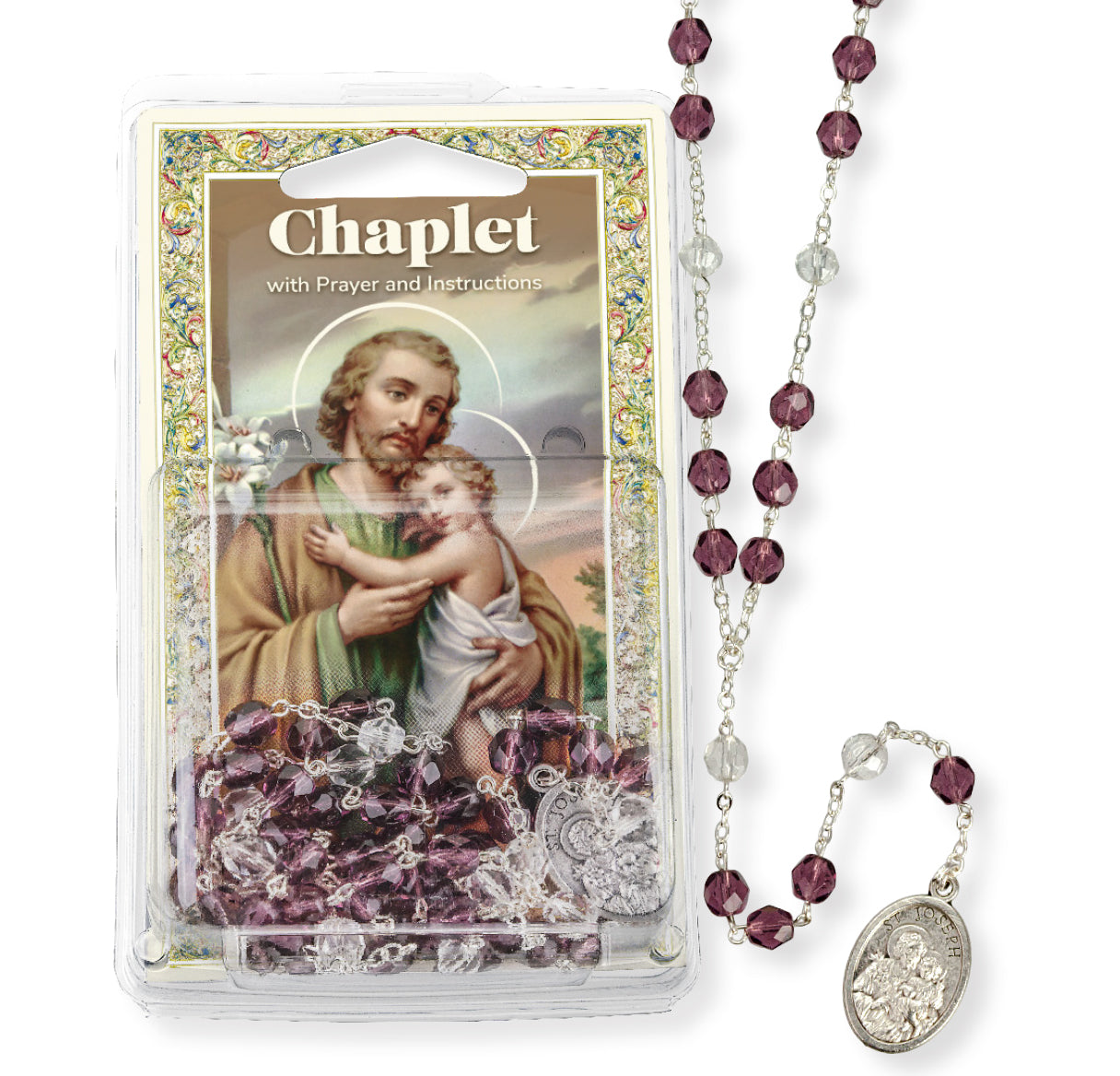 Violet and Clear Crystal Chaplet of Joseph The Catholic Company®