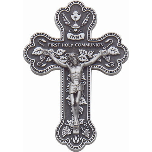 Pewter First Holy Communion Wall Crucifix - 5.5 inch