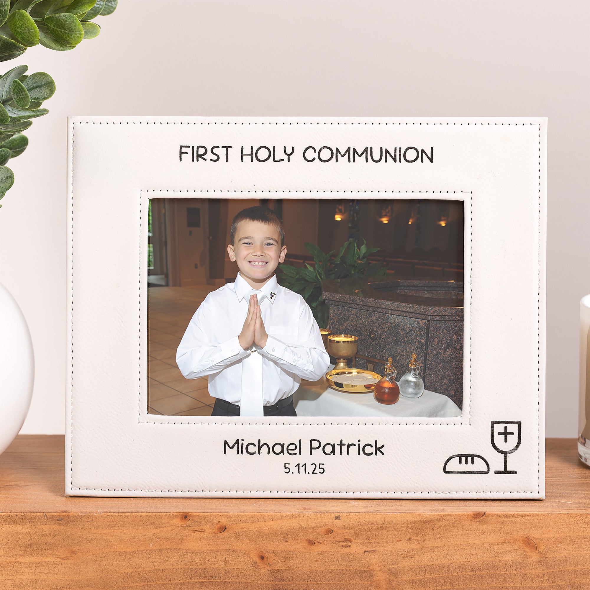 Personalized Leather First Communion Frame