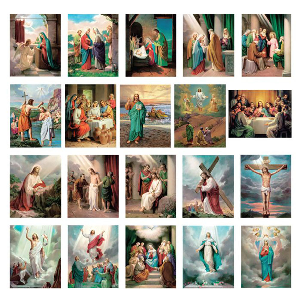4" x 6" Italian Mysteries of the Rosary Lithograph Set - 20 Prints