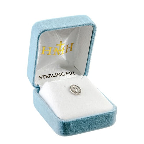 Sterling Silver Petite Miraculous Medal Lapel Pin