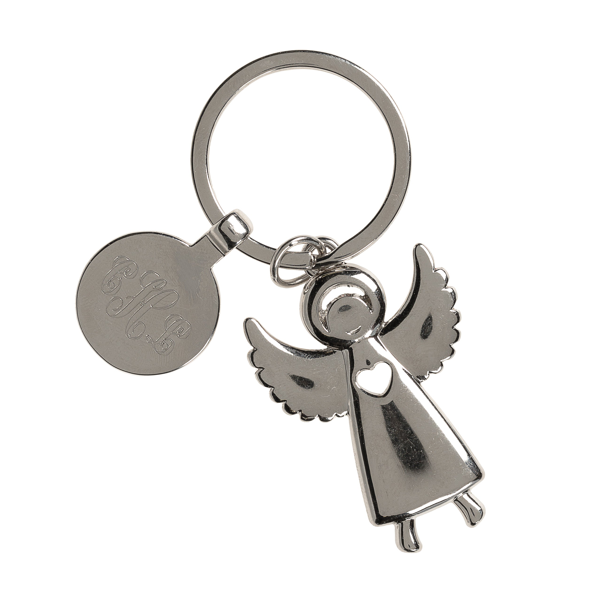 Monogrammed Angel & Heart Key Chain