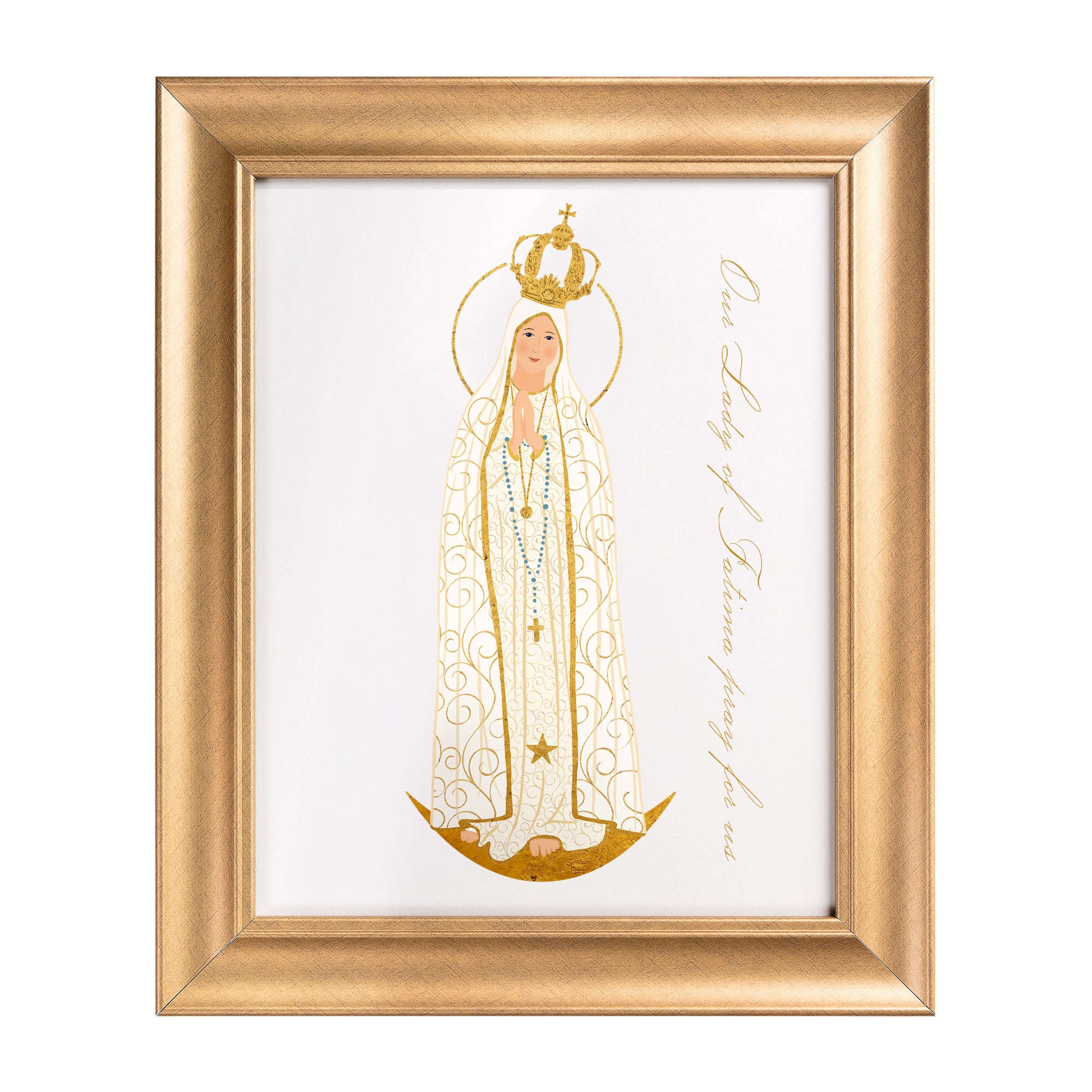 Our Lady of Fatima Toile Framed Art Print - 11" x 14"