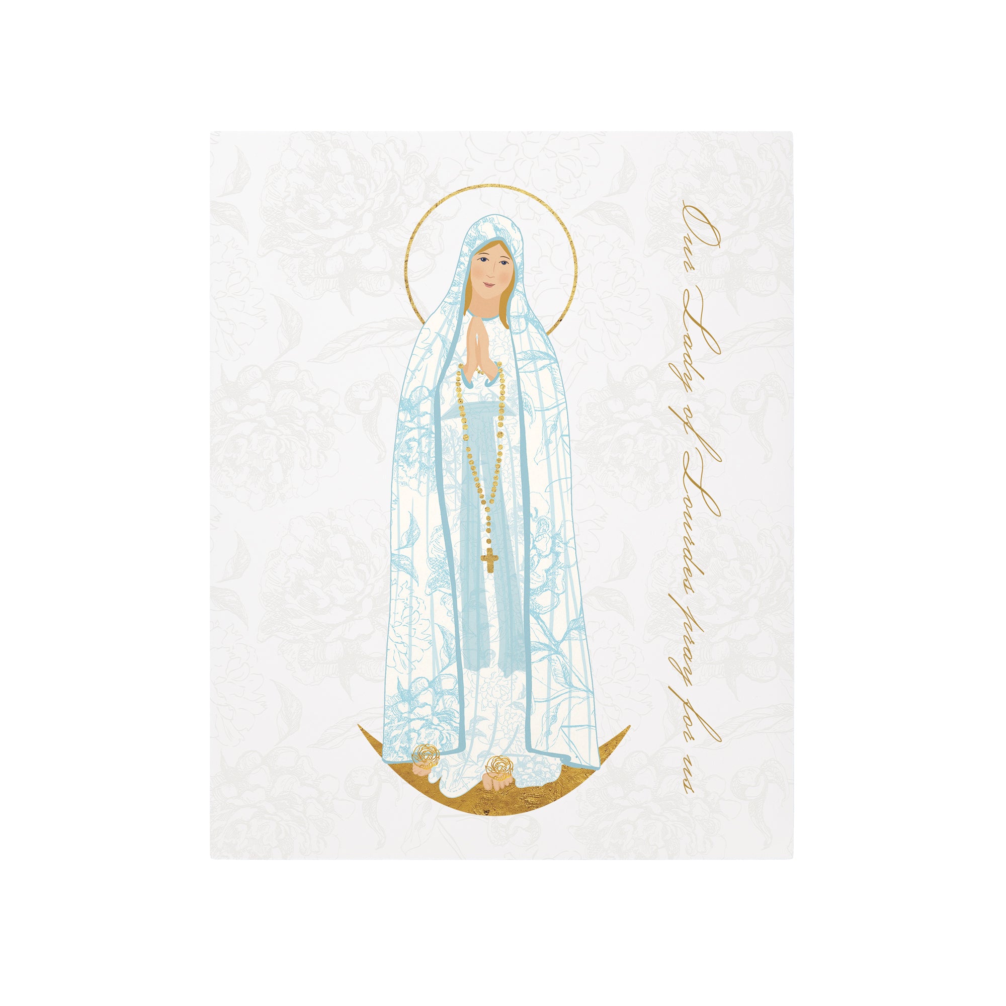 Our Lady of Lourdes Toile Art Plaque - 8" x 10"