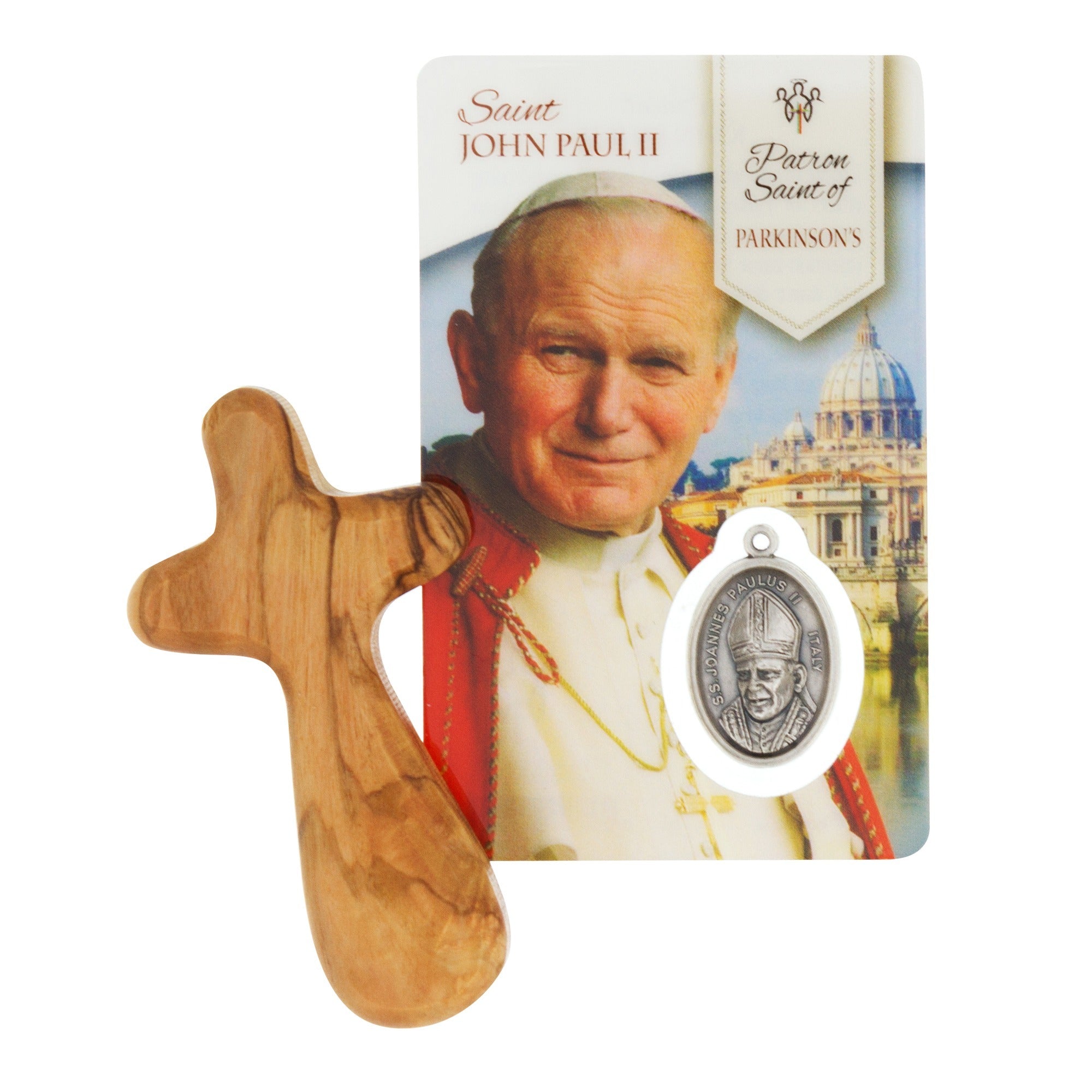 Comforting Palm Cross & St. John Paul II Parkinson's Healing Card