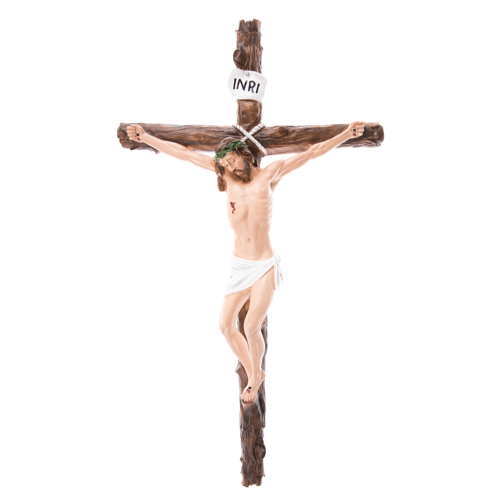 Realistic Style Hand Painted Italian Crucifix - 22"