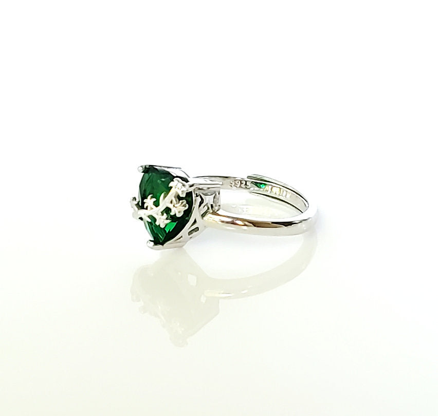 Adjustable Sterling & Jeweled Chaste Heart of St. Joseph Ring