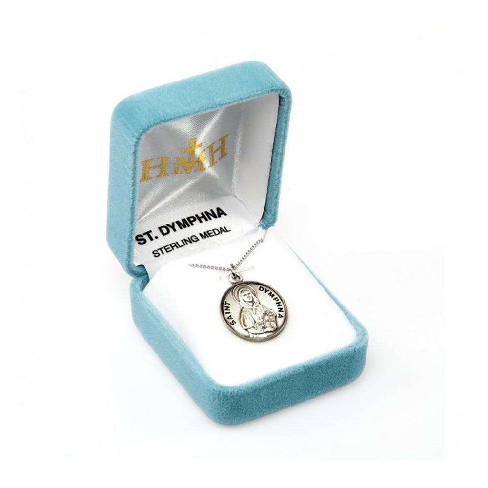 Petite Silver Round St. Dymphna Necklace