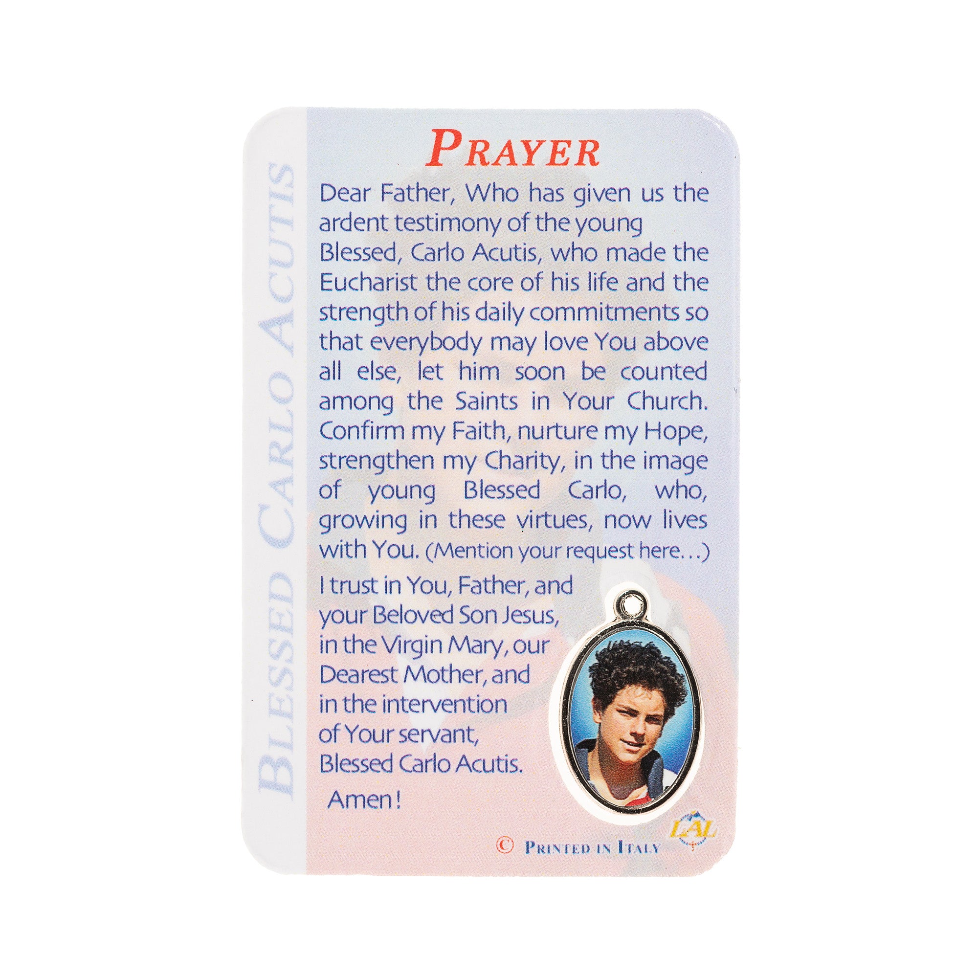Blessed Carlo Acutis Laminated Prayer Card