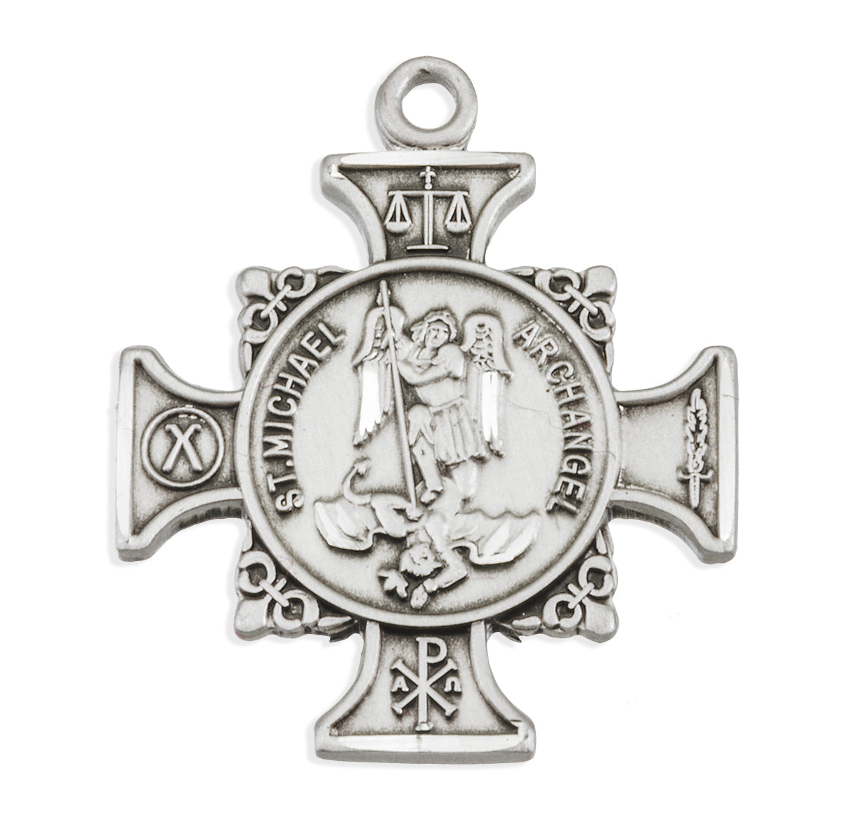 St. Michael Sterling Silver Maltese Cross Necklace