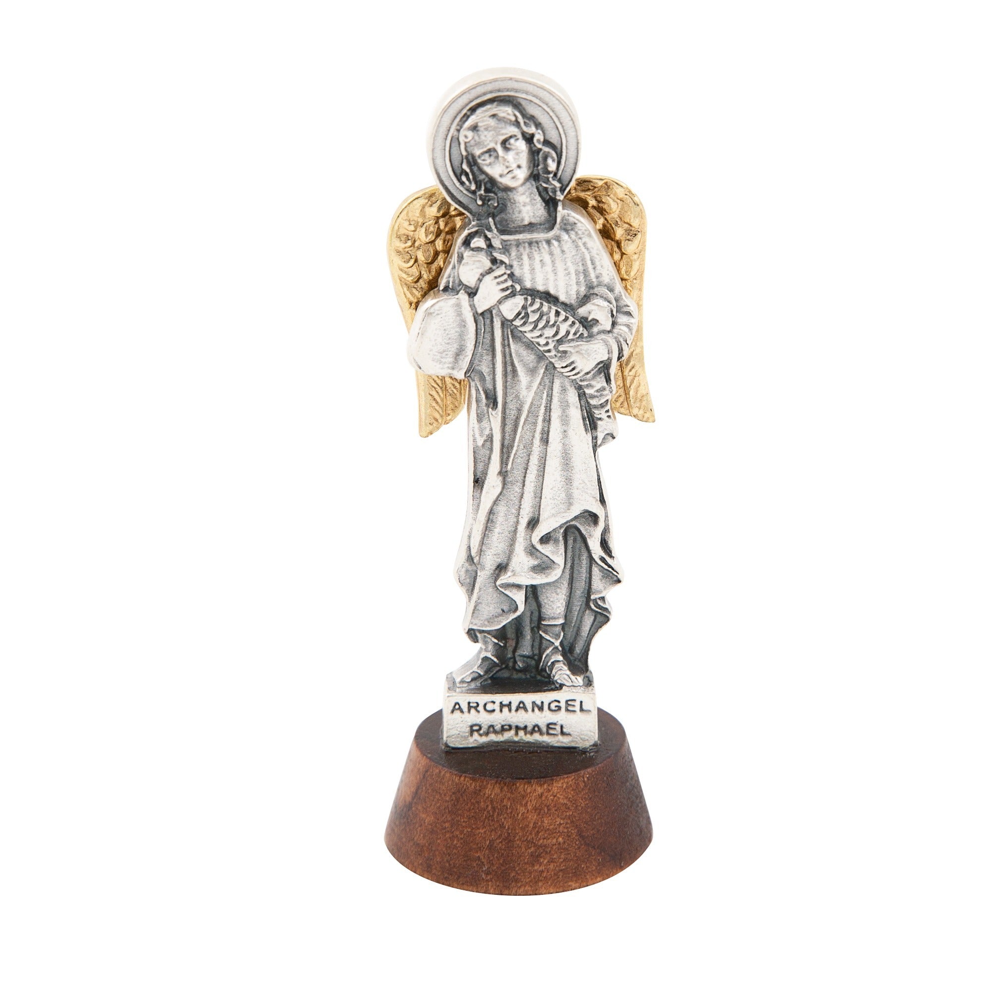 Petite St. Raphael Metal Statue