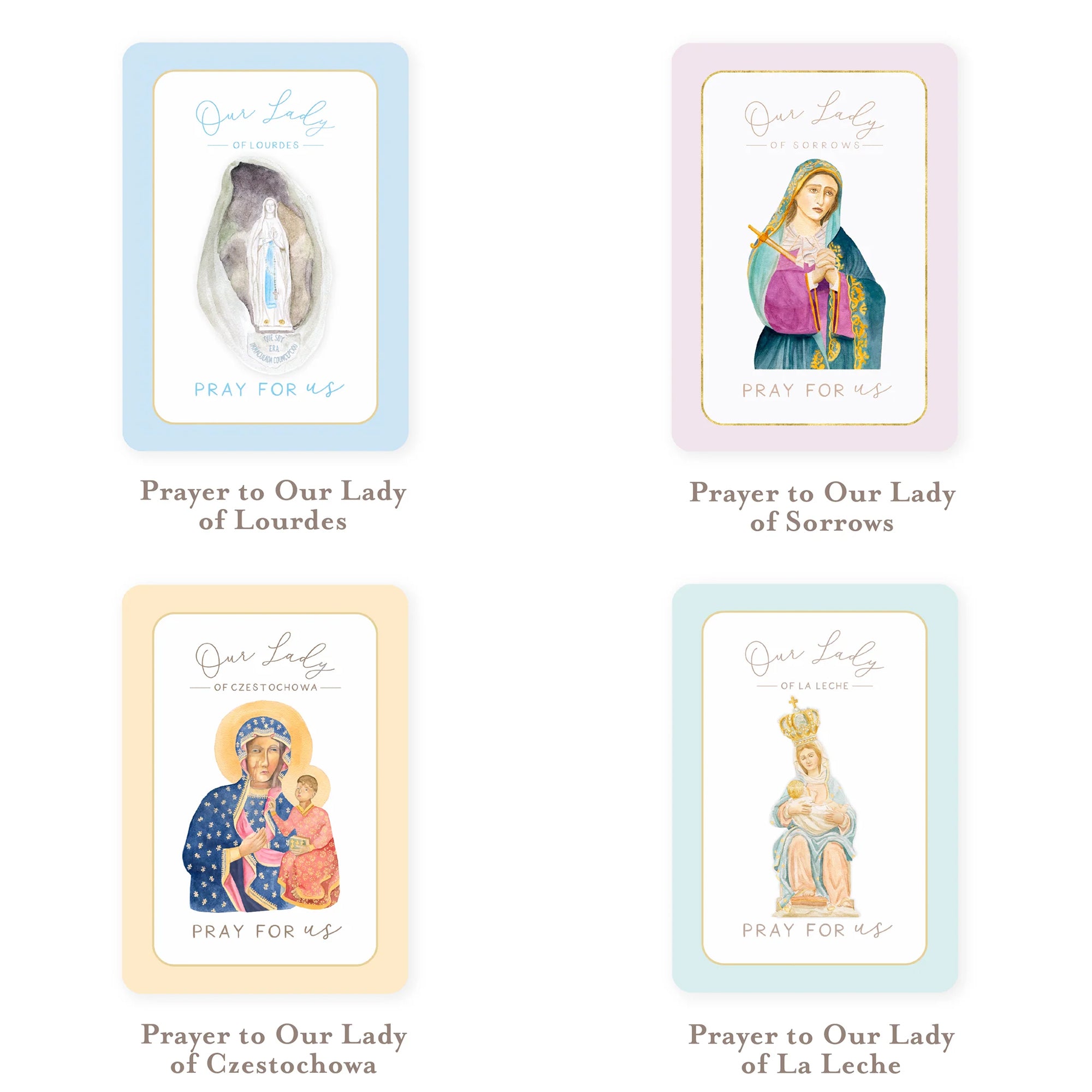 Popular Marian Devotions Prayer Card Bundle (12 Cards)