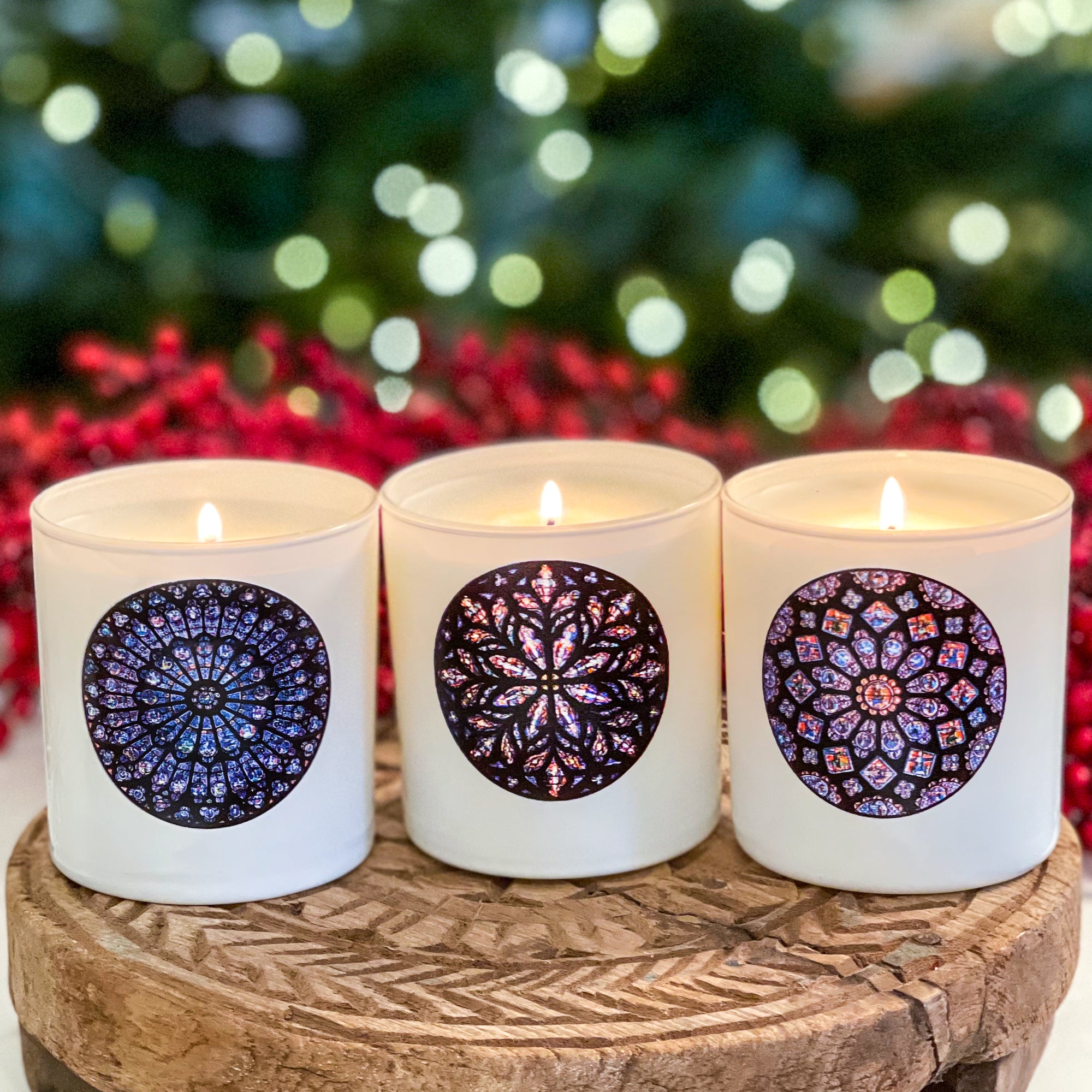 Famous Stained Glass Windows Candles - 3 Candle Set