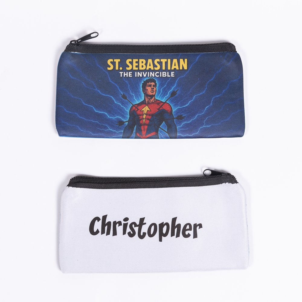 Personalized St. Sebastian Superhero Pencil Pouch