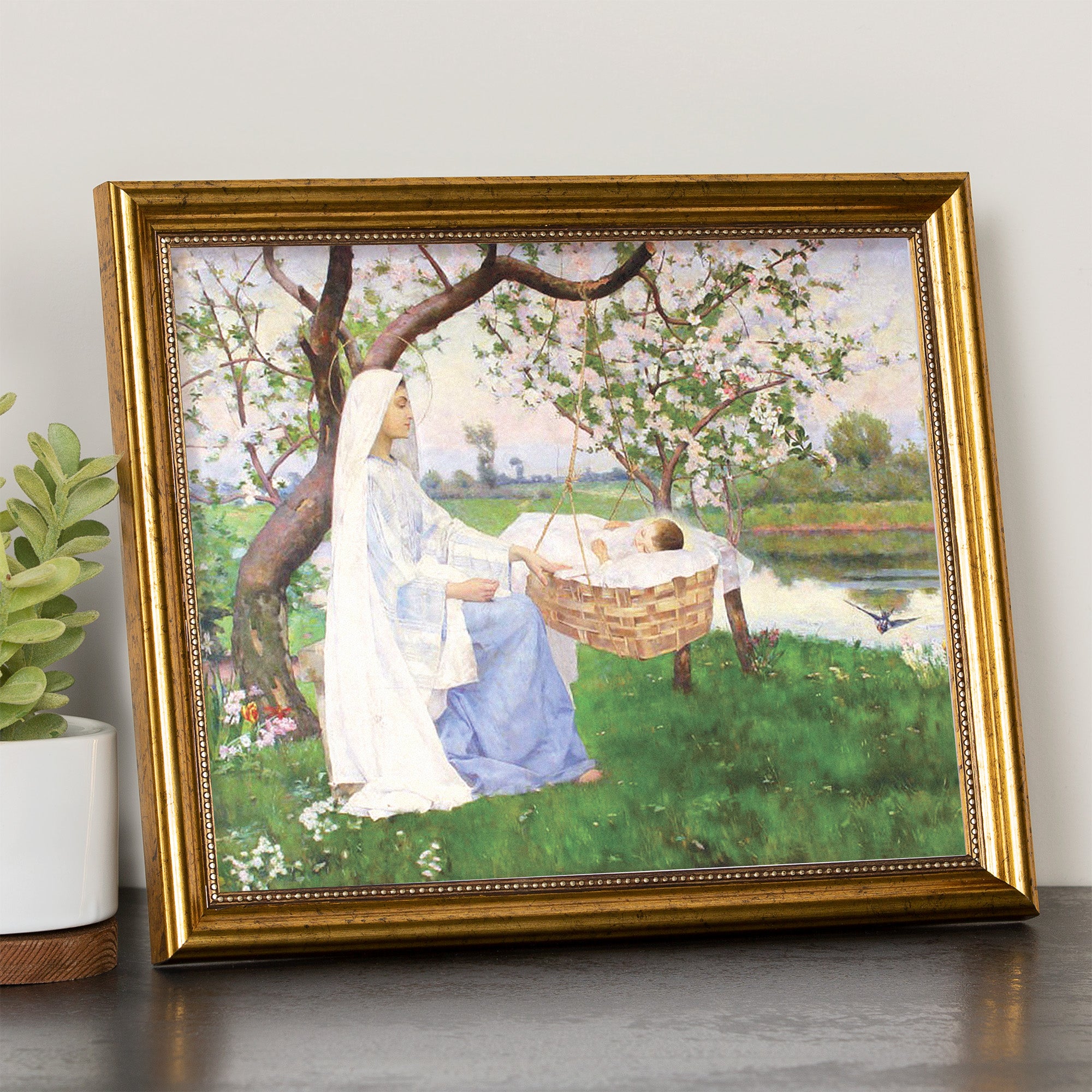 Our Lady of Spring Antique Gold Framed Print - 8" x 10"